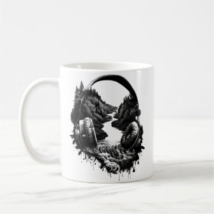 Natur- und Musikkopfhörer – Schwarzer und Weißer K Kaffeetasse