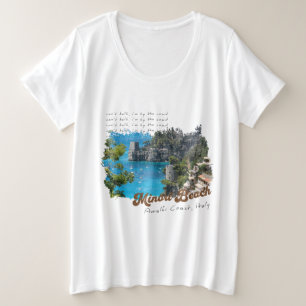Natur und Urlaub Blauer Himmel und Strand Weiß Große Größe T-Shirt