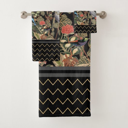 Natur Vögel rot, schwarz, grau Badhandtuch Set (Insitu)