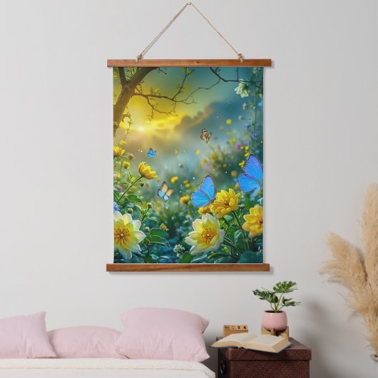 Natur Wandteppich Mit Holzrahmen (Schlafzimmer)