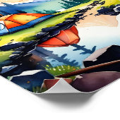 Natur Wasserfarbe Sonnenuntergang Camping Poster (Ecke)