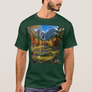 Natur Wildnis Szene Berge Wasserfall Fluss T-Shirt