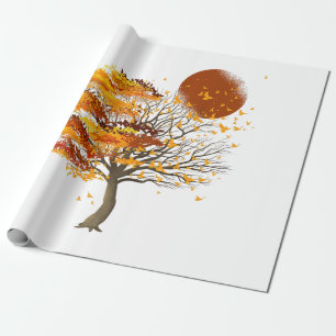 Natur Wildnis Vollmond Baumschlocke Vogelflossen v Geschenkpapier