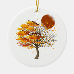 Natur Wildnis Vollmond Baumschlocke Vogelflossen v Keramik Ornament
