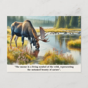 Natur Wildtier Elch mit Zitat Postkarte