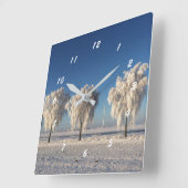 Natur Winterschnee bedeckte Bäume Quadratische Wanduhr (Winkel)