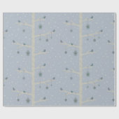 Natur-Winterwald, Weihnachtsvögel auf Baum Geschenkpapier (Flach)