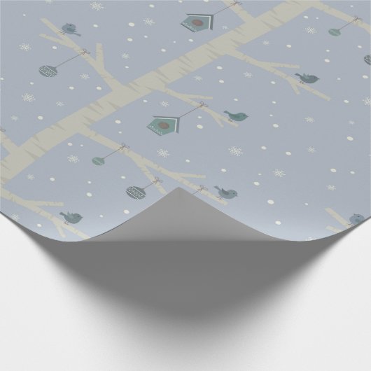 Natur-Winterwald, Weihnachtsvögel auf Baum Geschenkpapier (Ecke)