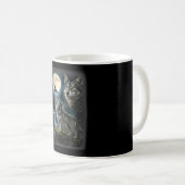 Natur Wolf Wald Bäume Wölfe Wildtier Mond Kaffeetasse (VorderseiteRechts)
