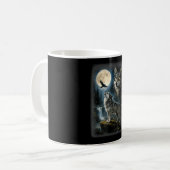 Natur Wolf Wald Bäume Wölfe Wildtier Mond Kaffeetasse (Vorderseite Links)