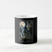 Natur Wolf Wald Bäume Wölfe Wildtier Mond Kaffeetasse (Mittel)