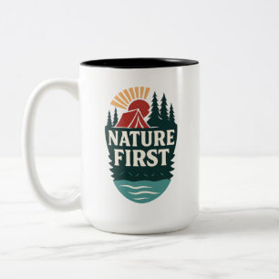 Natur zuerst Camping-Abzeichen Zweifarbige Tasse