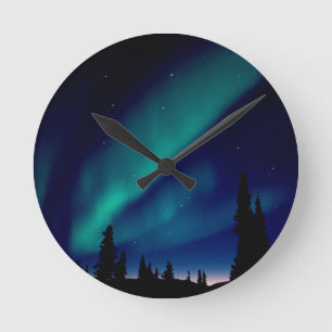 Natur zwingt Aurora Borealis Alaska Runde Wanduhr