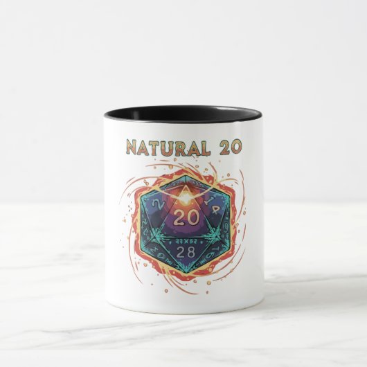 Natural 20 Flaming D20 Dice | Epic D&D Critical Tasse (Zentrum)