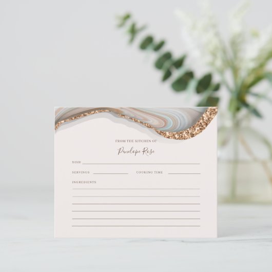 Natural Agate Stone Name Rezept Card (Stehend Vorderseite)