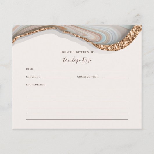 Natural Agate Stone Name Rezept Card (Vorderseite)