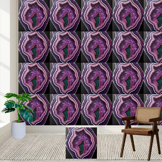 Natural Amethyst Geode Tile mit grünem Zentrum Fliese
