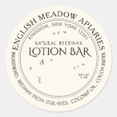 Natural Beeswax Custom Lotion Bar Label Elfenbein Runder Aufkleber (Vorderseite)
