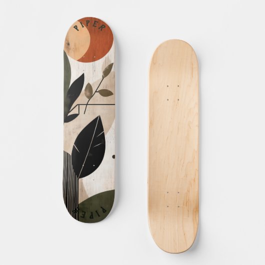 Natural Boho Minimalistisch Skateboard - Earthy Le (Vorderseite)