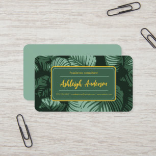 Natural Boho Sage Green Blätter Pattern Visitenkarte