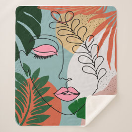 Natural Boho tropische Darstellung Sherpadecke