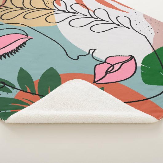 Natural Boho tropische Darstellung Sherpadecke (3/4)