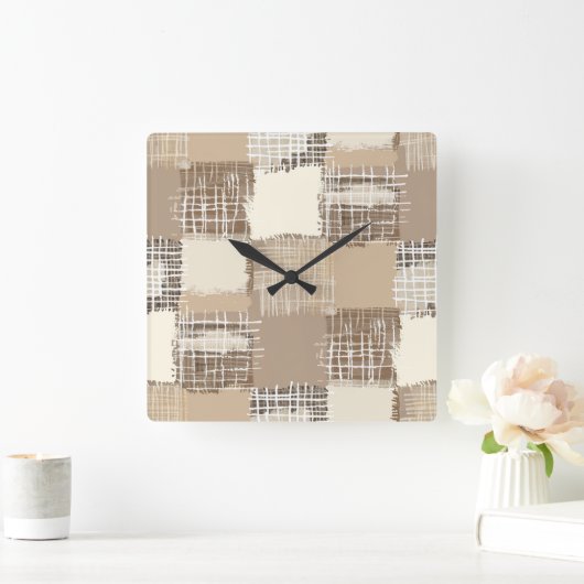 Natural Boho Wall Clock Quadratische Wanduhr (Zuhause)