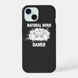 ​Natural Born Gamer - Splatter Style Gaming T-Shir iPhone 15 Hülle