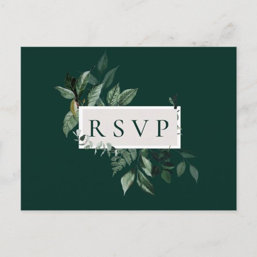 Natural Botanic Emerald Wedding RSVP Song Request Einladungspostkarte (Vorderseite)