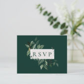 Natural Botanic Emerald Wedding RSVP Song Request Einladungspostkarte (Stehend Vorderseite)