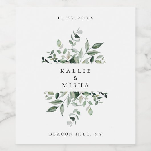 Natural Botanic Foliage Weinetikett (Einzelnes Label)