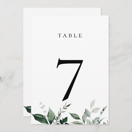 Natural Botanic Greenerity Tischnummer Card (Vorne/Hinten)