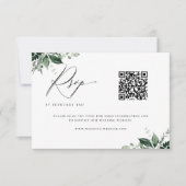 Natural Botanic Minimalist Wedding QR Code RSVP Karte (Vorderseite)
