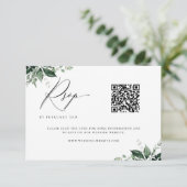 Natural Botanic Minimalist Wedding QR Code RSVP Karte (Stehend Vorderseite)
