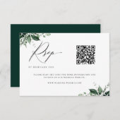 Natural Botanic Minimalist Wedding QR Code RSVP Karte (Vorne/Hinten)