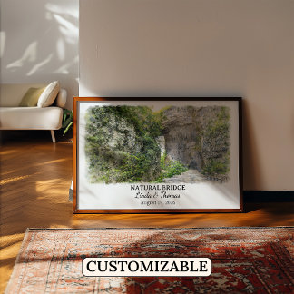 Natural Bridge Virginia Poster, Aquarell, Maßgesch Poster