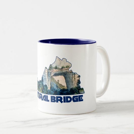 Natural Bridge Virginia State Map Zweifarbige Tasse (VorderseiteRechts)