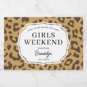 Natural Brown Animal Print Girls Wochenende Schaumweinetikett (Einzelnes Label)