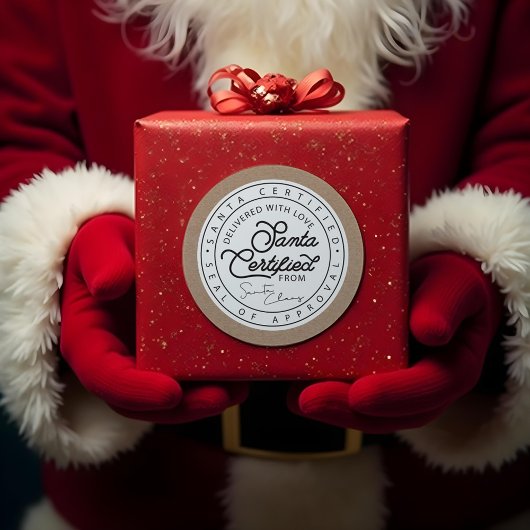Natural Brown Paper Santa Certified Delivery Siege Runder Aufkleber