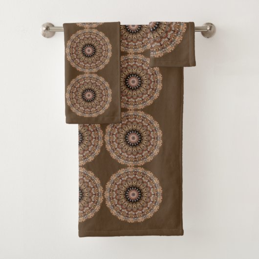 Natural Browns Mandala Pattern Badhandtuch Set (Insitu)