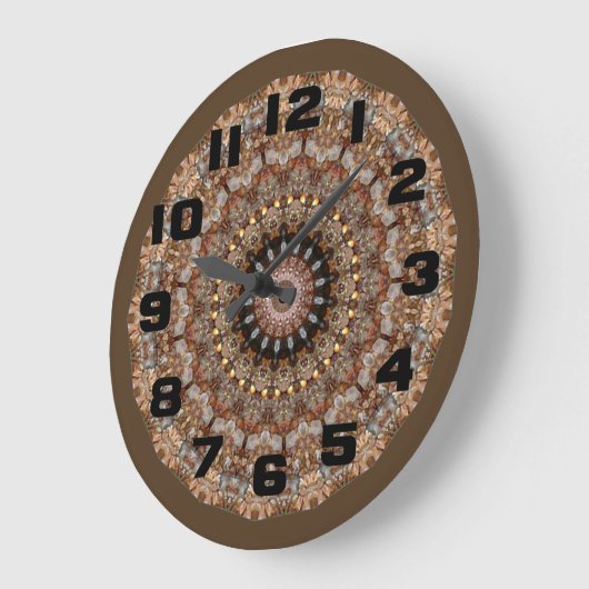 Natural Browns Mandala Pattern Große Wanduhr (Winkel)