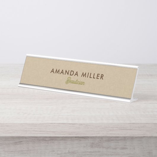Natural Color Classic Line Texture Schreibtischnamensplakette (Vorderseite )