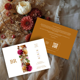 Natural Cottagecore Botanical Garland Wedding Save The Date