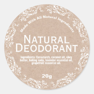 Natural Country Kraft Homemade Deodorant Labels Runder Aufkleber