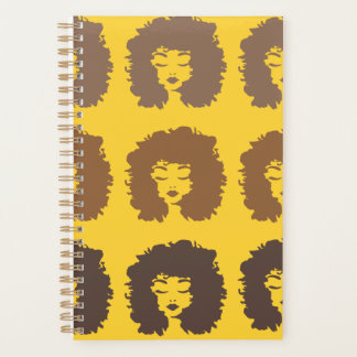 Natural Curly Hair Yellow Brown Spiral Bound  Planer