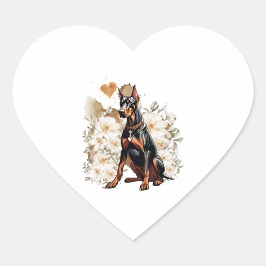 Natural Ear Doberman ein Geschenk für Doberman Lov Herz-Aufkleber (Vorderseite)
