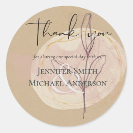 Natural Earth Rustic Woodland Herbstlaubs Hochzeit Runder Aufkleber