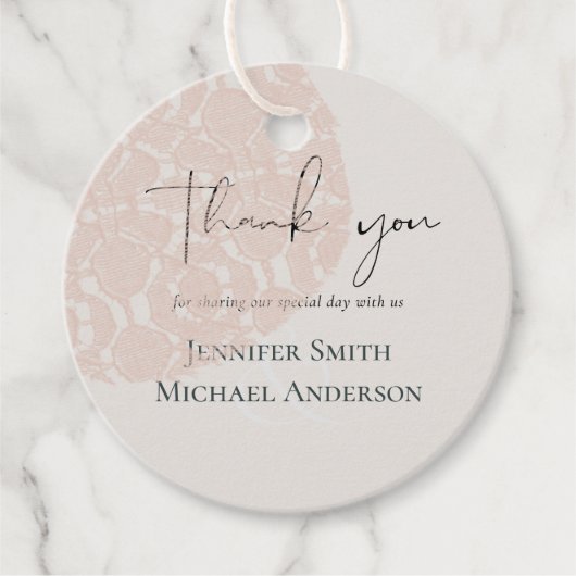 Natural Earth Sage Rosen Blush Pink Danke Geschenkanhänger (Vorderseite)