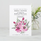 Natural Elegance Boho Pink Floral Brautparty Einladung (Stehend Vorderseite)