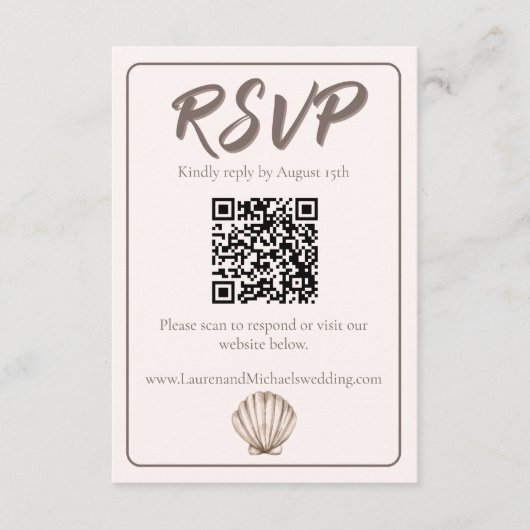 Natural Elegant Beach Seashell Enclosure Card Begleitkarte (Vorderseite)